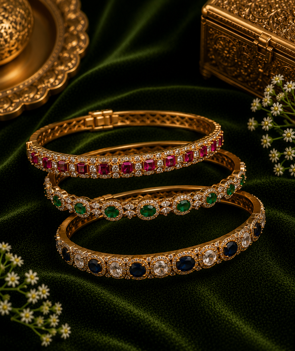 Zircon Semi Precious Stones Bangles