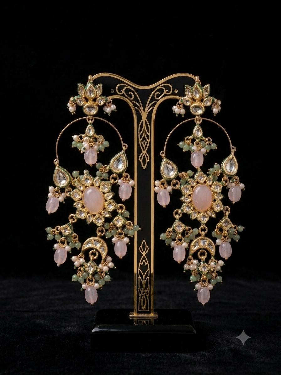 pastel pink chandbali