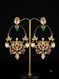Multicolor polki chandbali