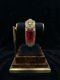 Ruby with Moissanite openable bangle bracelet